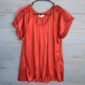 New York Laundry Pink Relaxed Ruffled Blouse